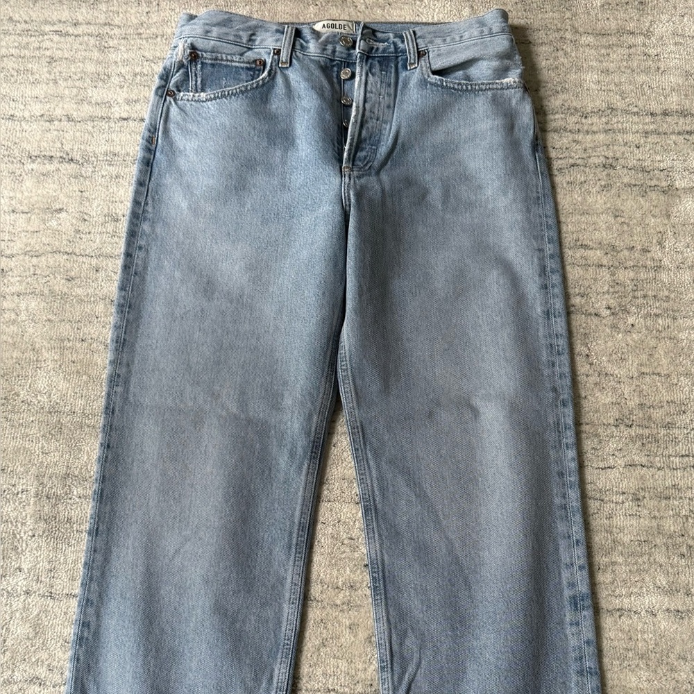 AGOLDE Women's Straight Leg Jeans in Light Blue Wash